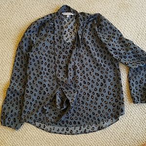 Cupcakes & Cashmere leopard print pussy bow blouse